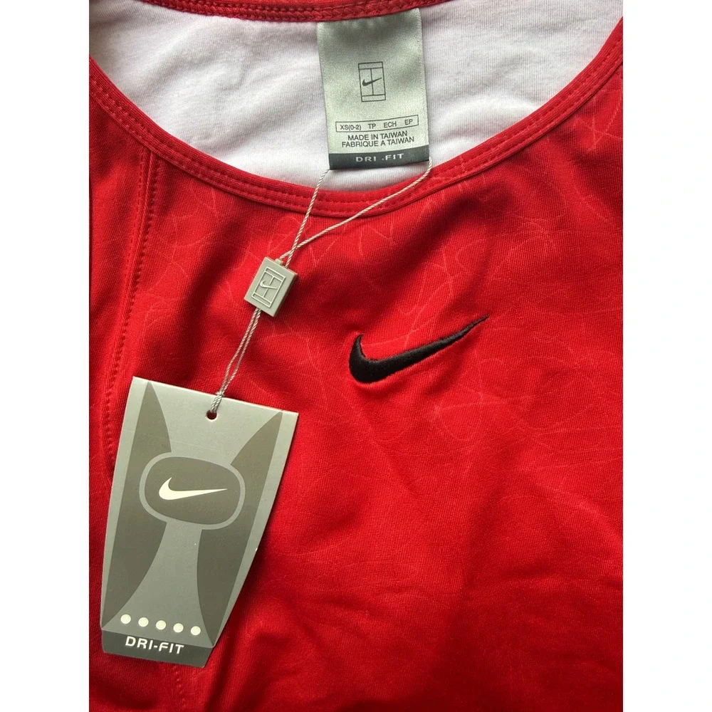 Nike Court Red Scribble Print Dri-FIT Tennis Dress Womens XS Racerback NWT